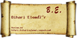 Bihari Elemér névjegykártya